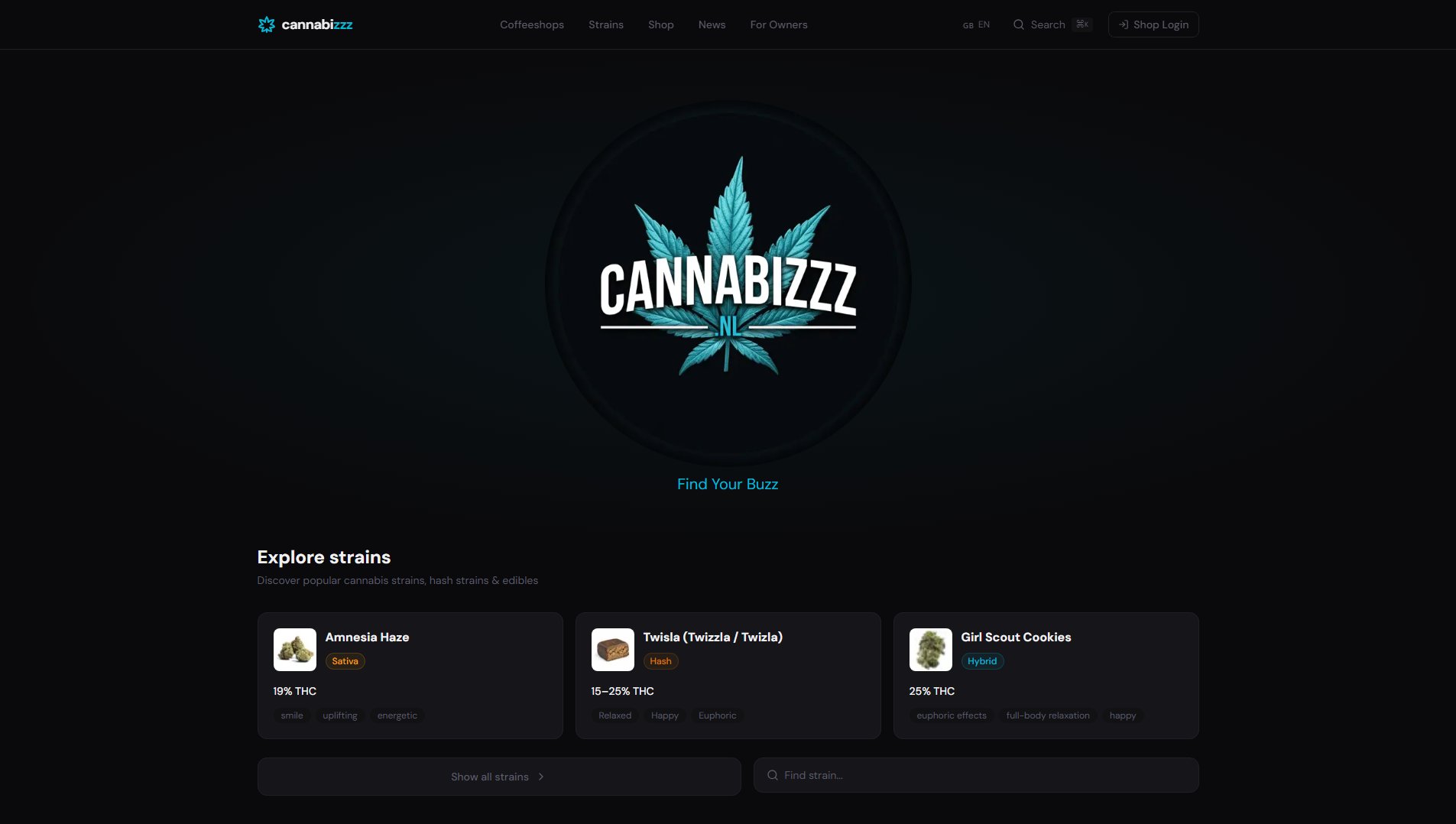 Cannabizzz homepage
