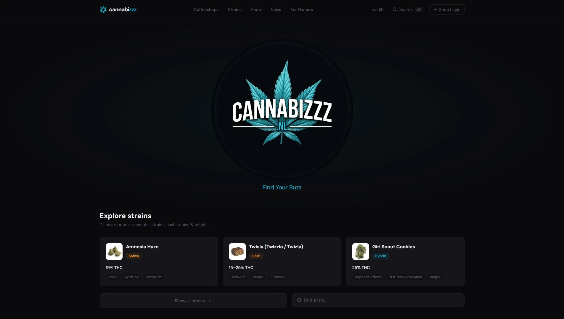 Cannabizzz homepage