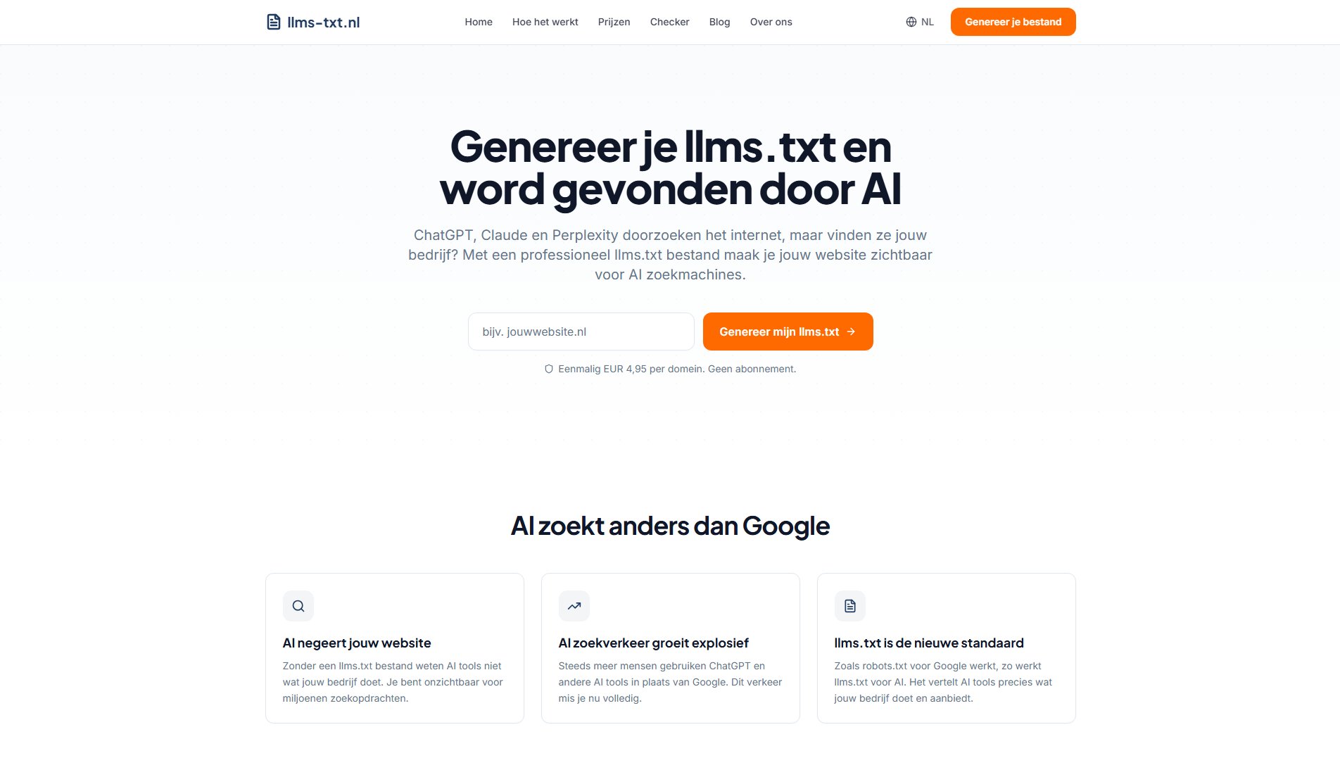 llms-txt.nl homepage
