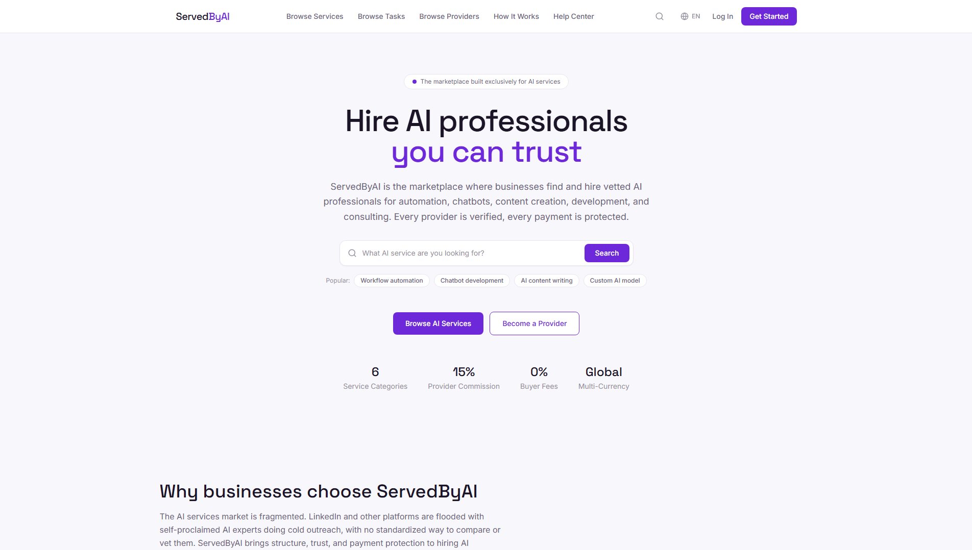 ServedByAI homepage