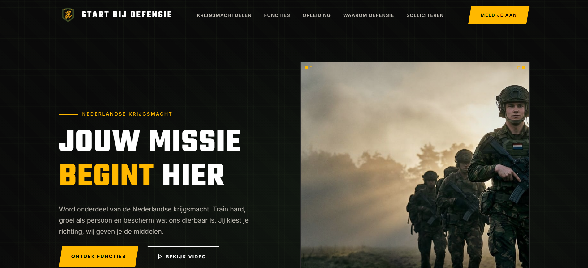 Start bij Defensie recruitment website